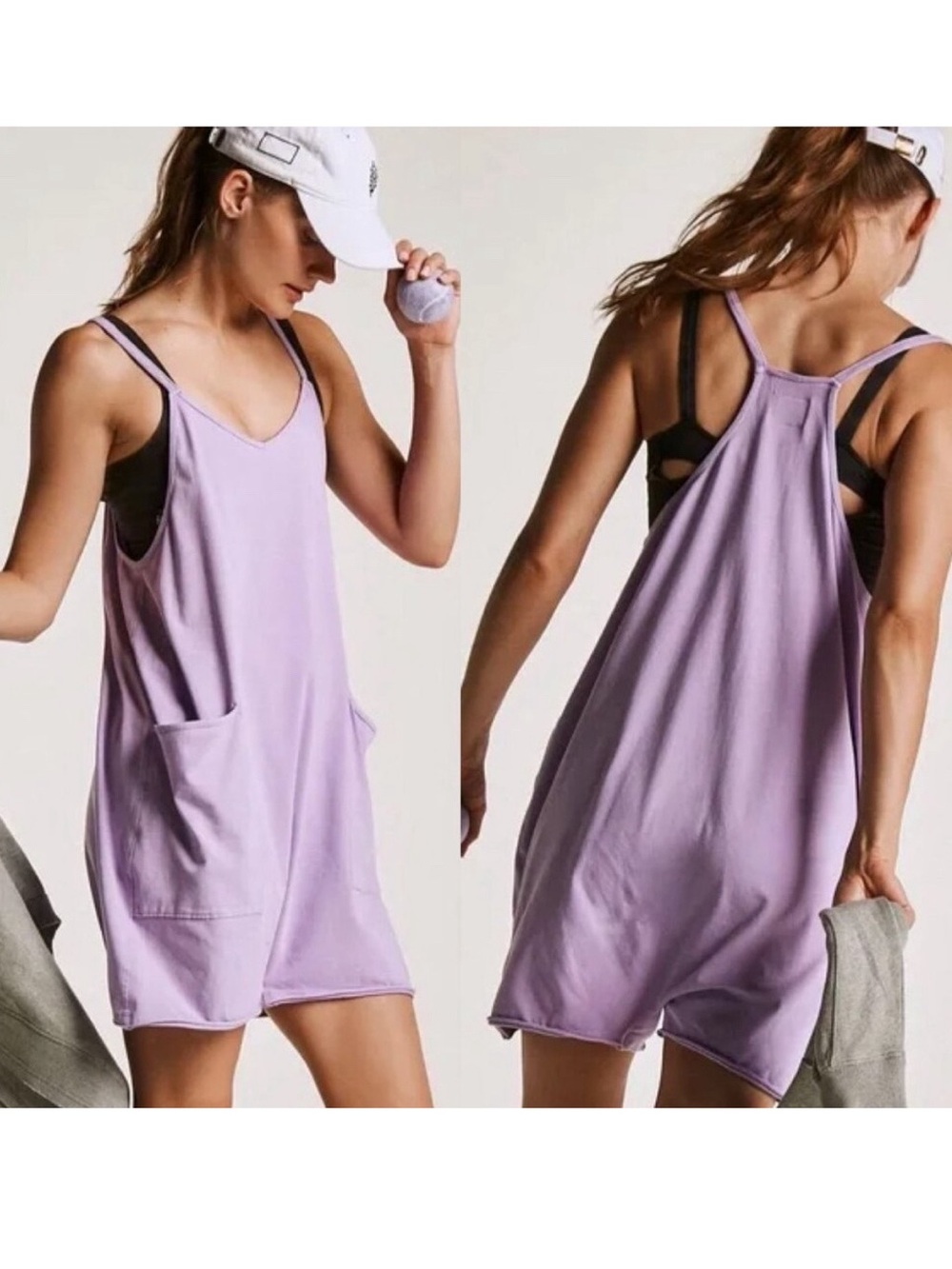 Free People Movement Hot Short Romper Chive Blossom Lavender Lilac Purple Small